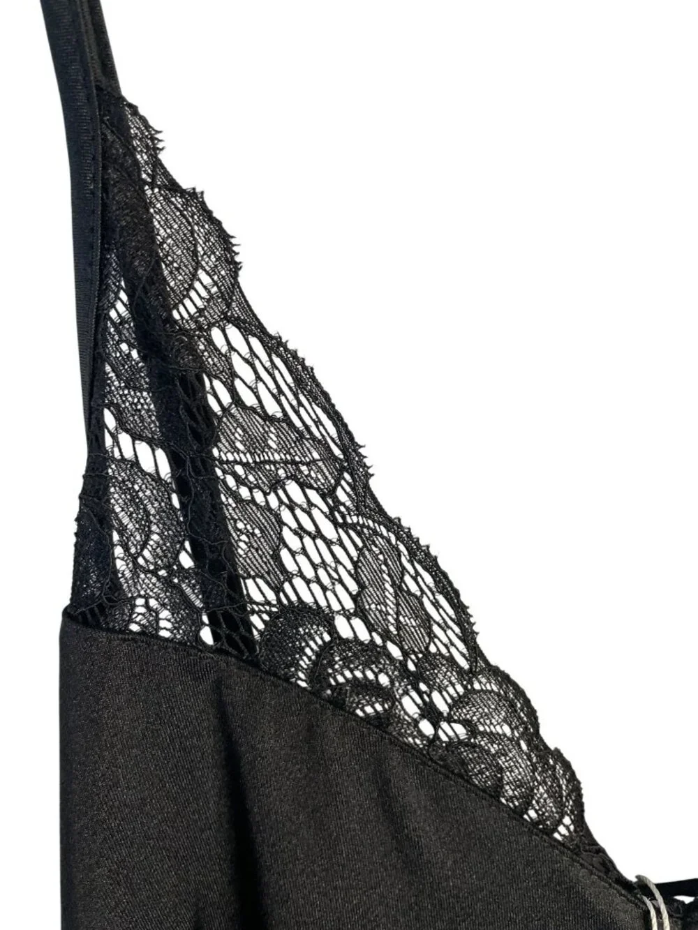 Flounce London Black Maxi Dress With Lace Inserts & Thigh Split Size 10 NWT - Picture 4 of 7
